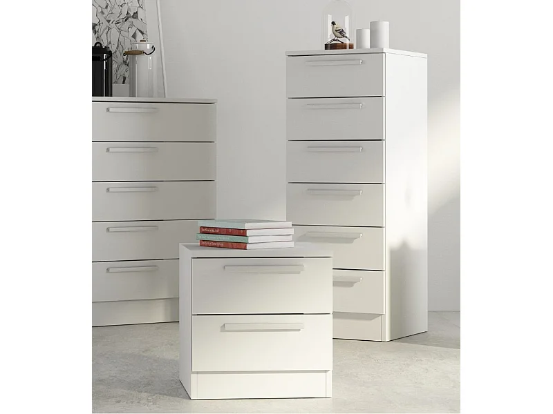 Sinfonier de 6 cajones de 108x40x40 cm compacto de madera aglomerada en color blanco Cube