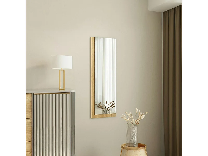 Miroir rectangulaire mural demi-cadre effet bois 120 cm CODY