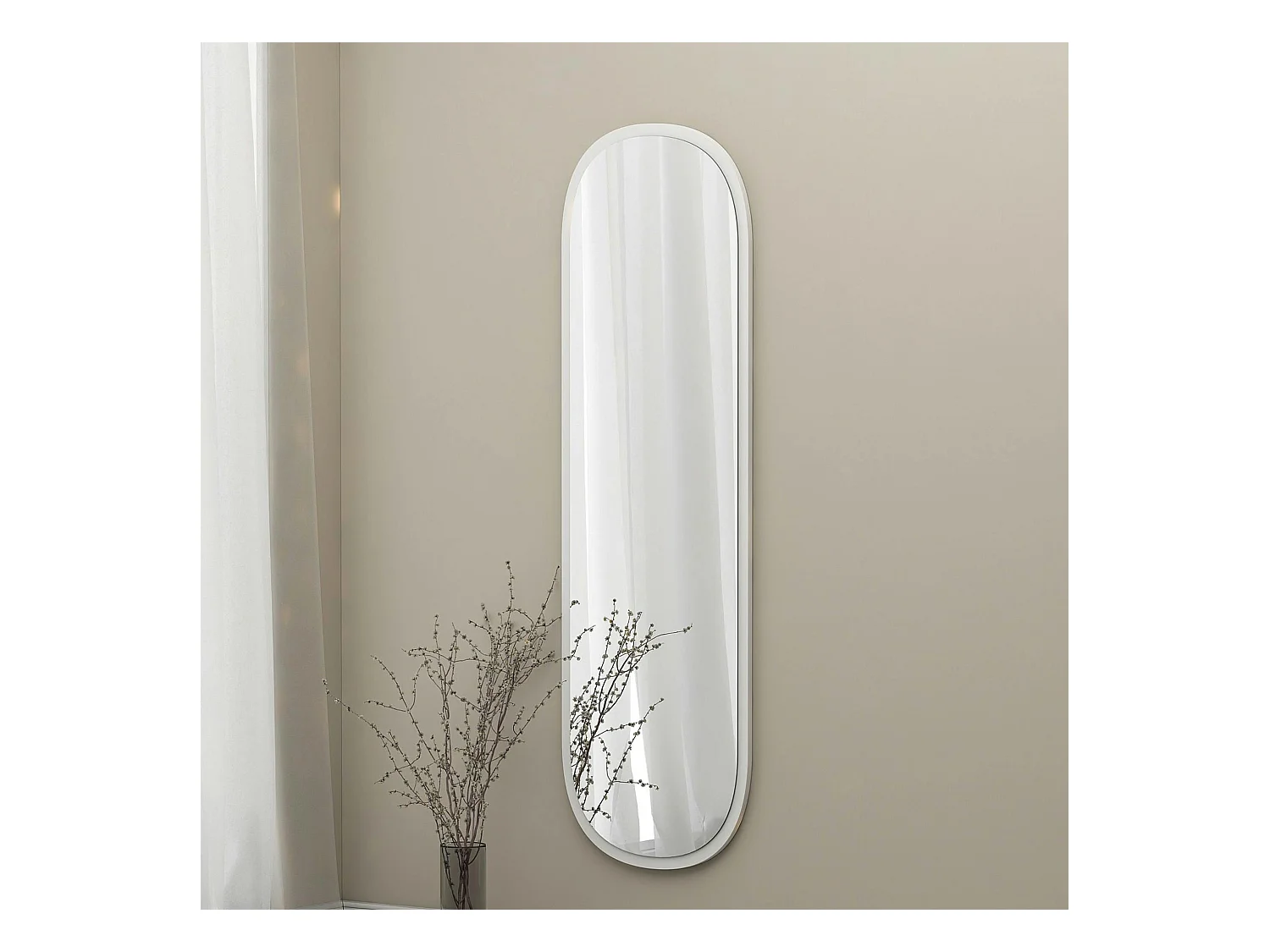Miroir d'entrée blanc ovale 117 cm - style moderne CODY