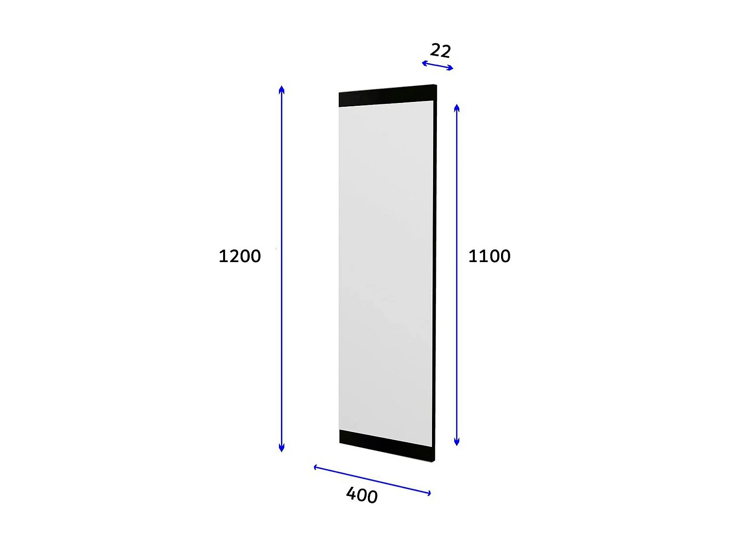 Miroir rectangulaire noir 120 cm - à poser ou suspendre CODY
