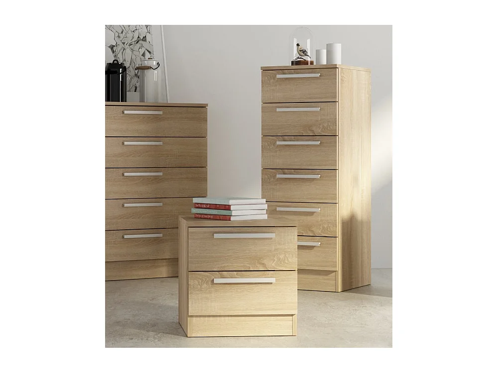 Sinfonier de 6 cajones de 108x40x40 cm compacto de madera aglomerada en color roble Cube