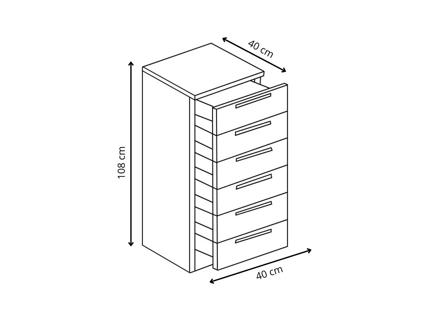 Sinfonier de 6 cajones de 108x40x40 cm compacto de madera aglomerada en color roble Cube