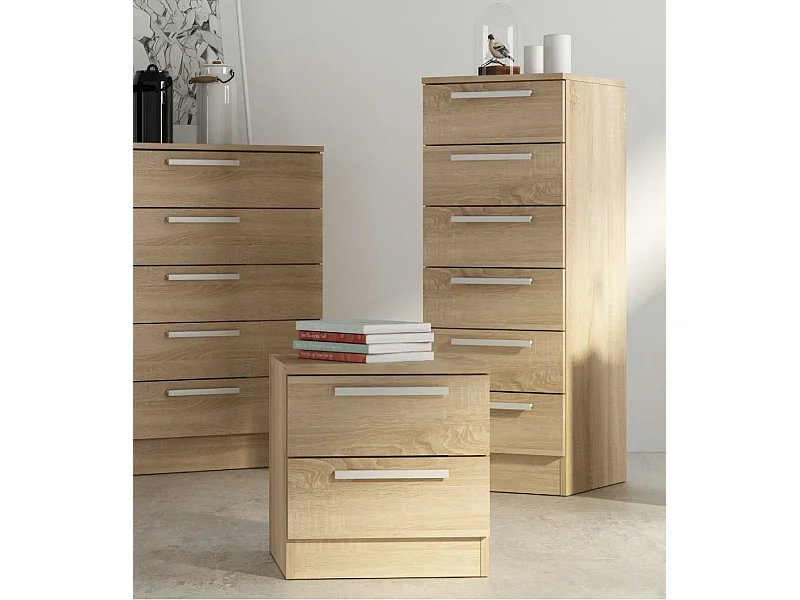 Sinfonier de 6 cajones de 108x40x40 cm compacto de madera aglomerada en color roble Cube