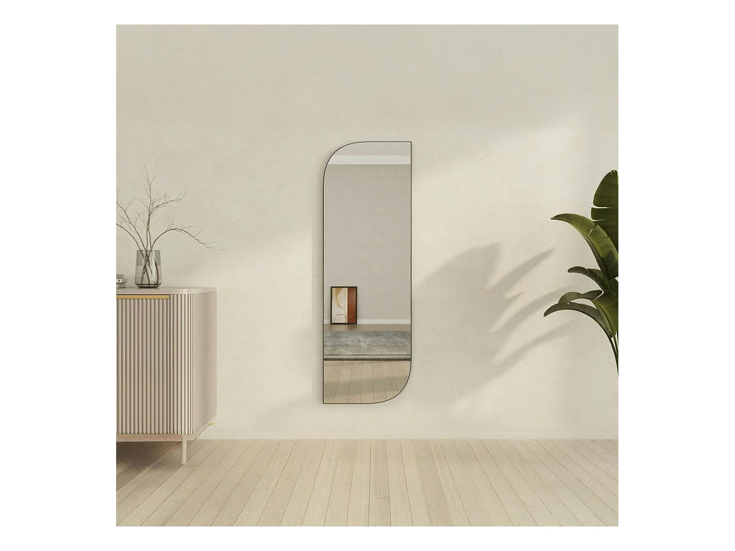 Miroir rectangulaire noir - angles arrondis 120 cm CODY