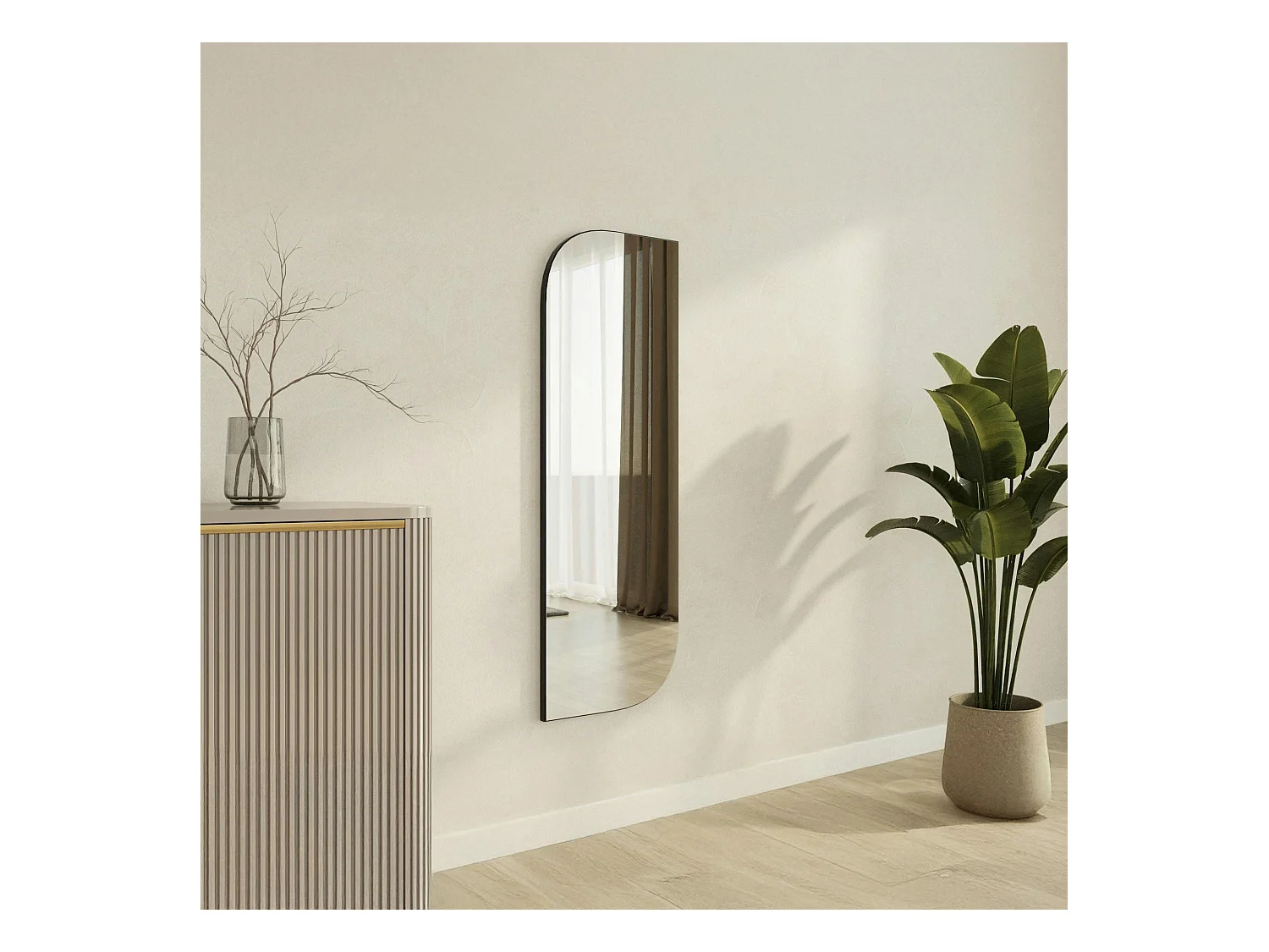 Miroir rectangulaire noir - angles arrondis 120 cm CODY