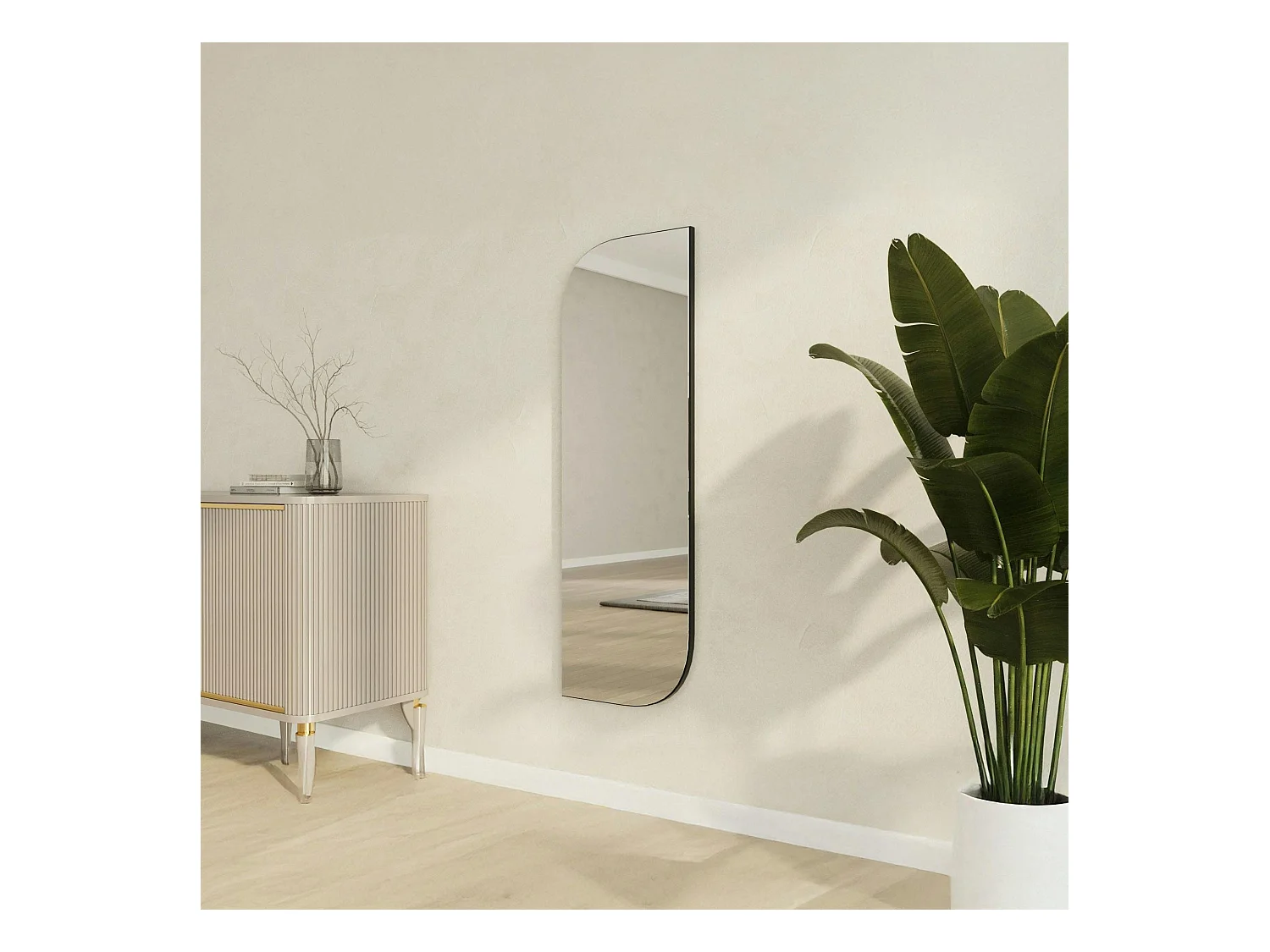 Miroir rectangulaire noir - angles arrondis 120 cm CODY