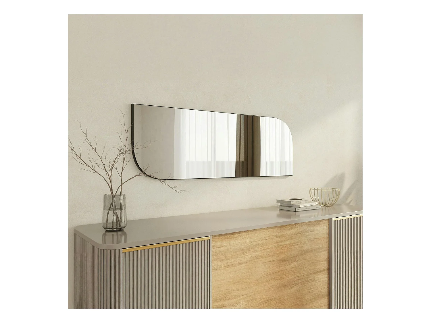 Miroir rectangulaire noir - angles arrondis 120 cm CODY