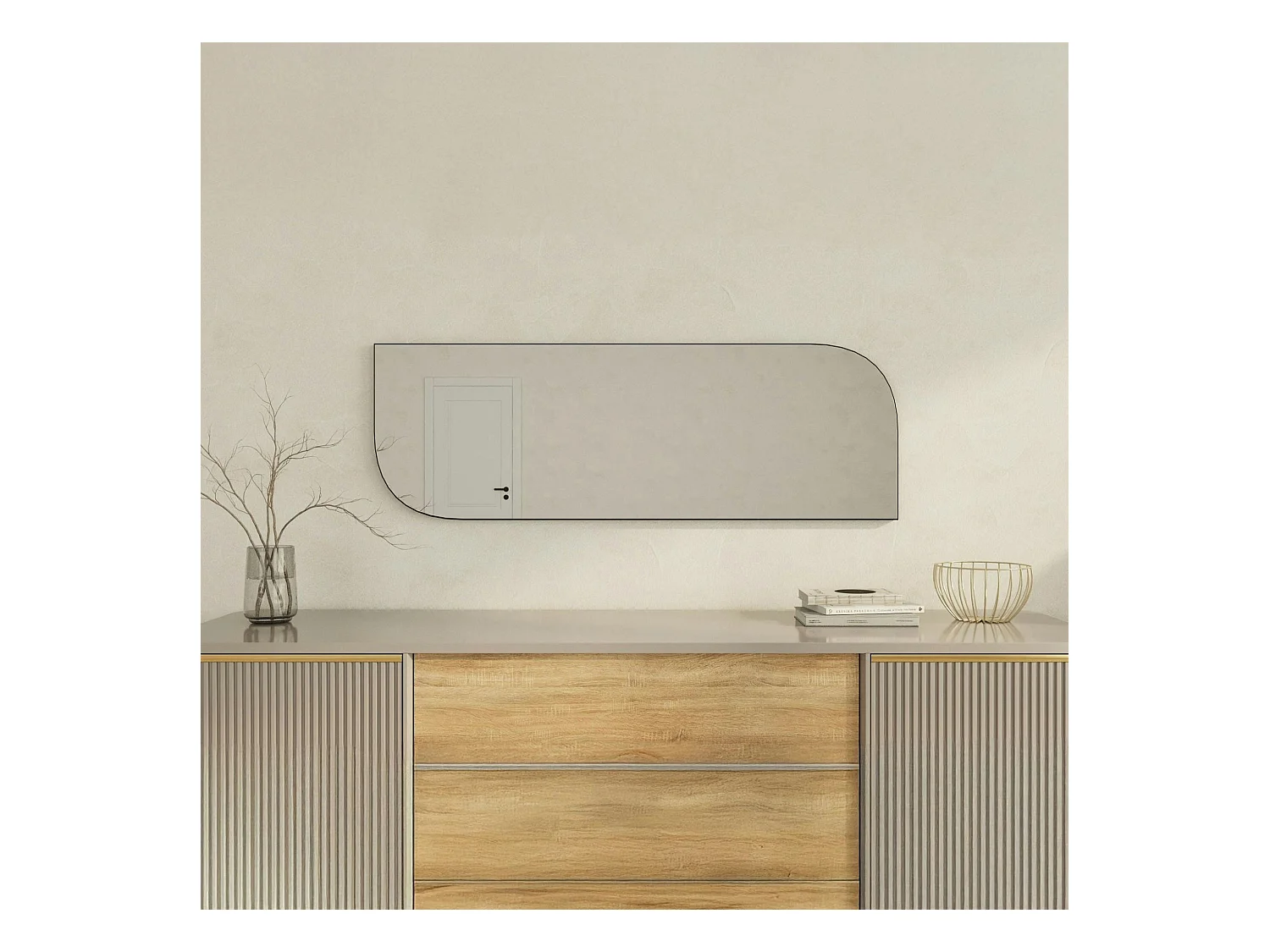 Miroir rectangulaire noir - angles arrondis 120 cm CODY