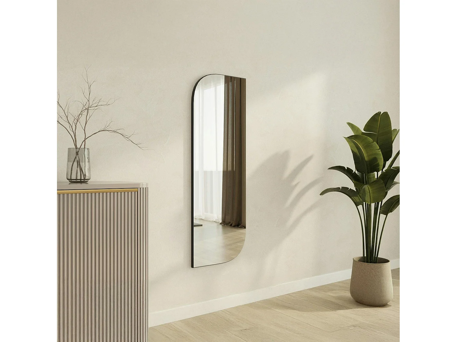 Miroir rectangulaire noir - angles arrondis 120 cm CODY