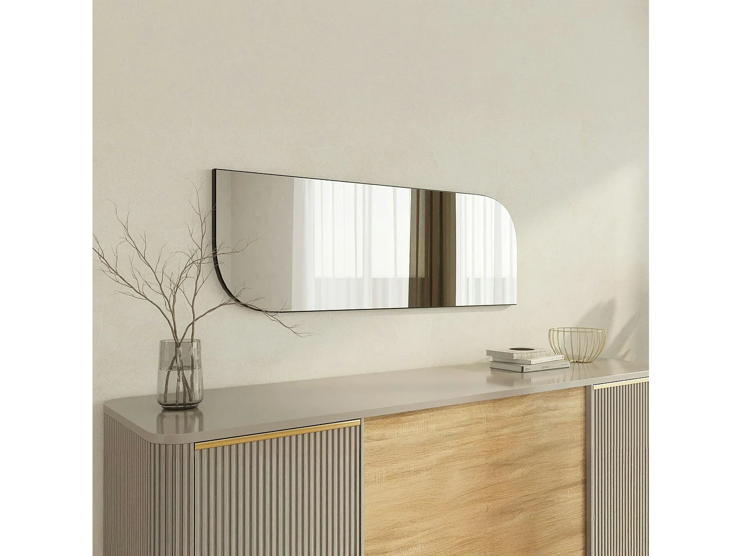 Miroir rectangulaire noir - angles arrondis 120 cm CODY