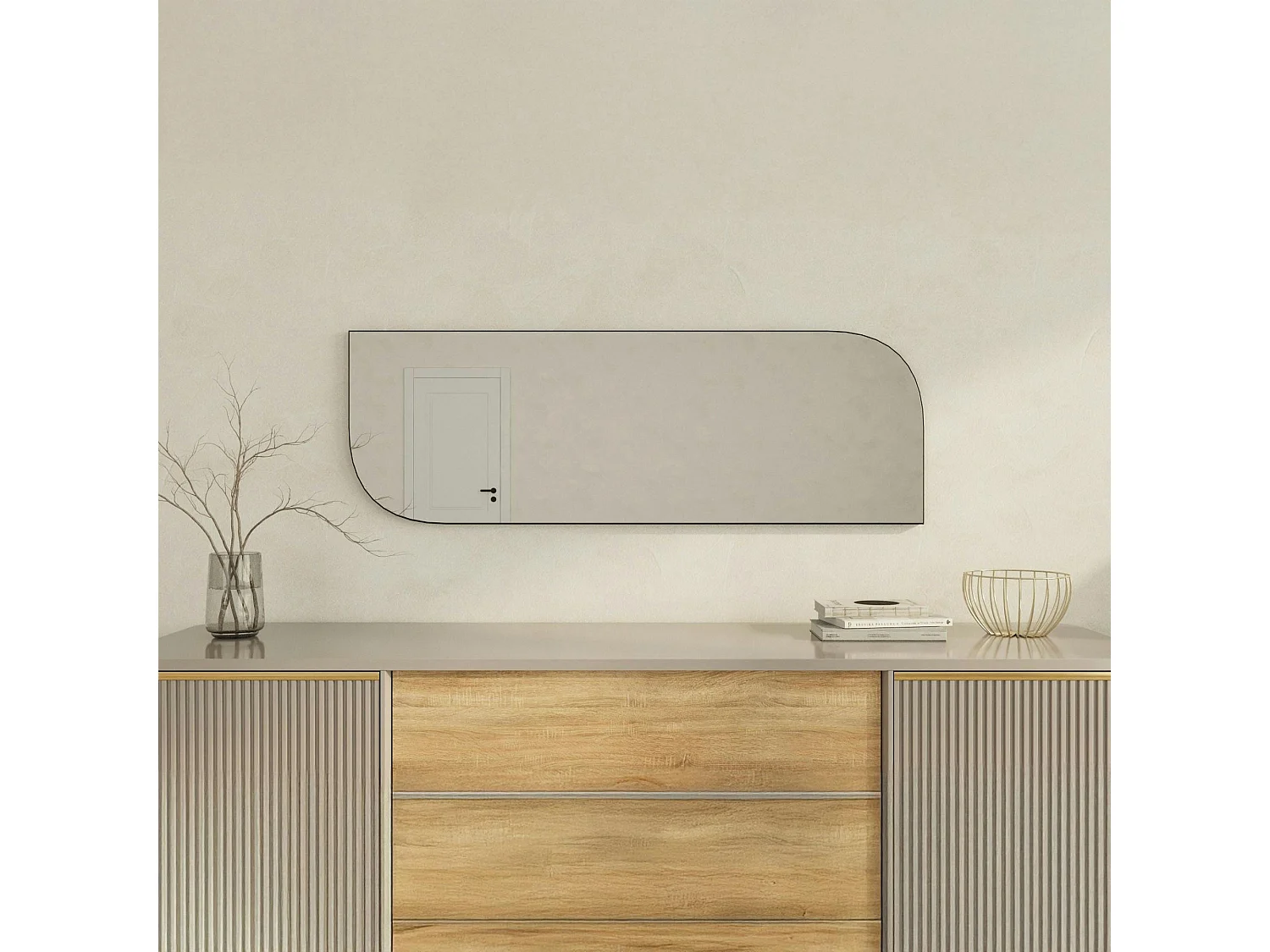 Miroir rectangulaire noir - angles arrondis 120 cm CODY