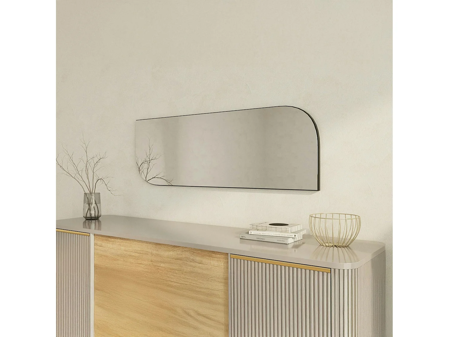 Miroir rectangulaire noir - angles arrondis 120 cm CODY