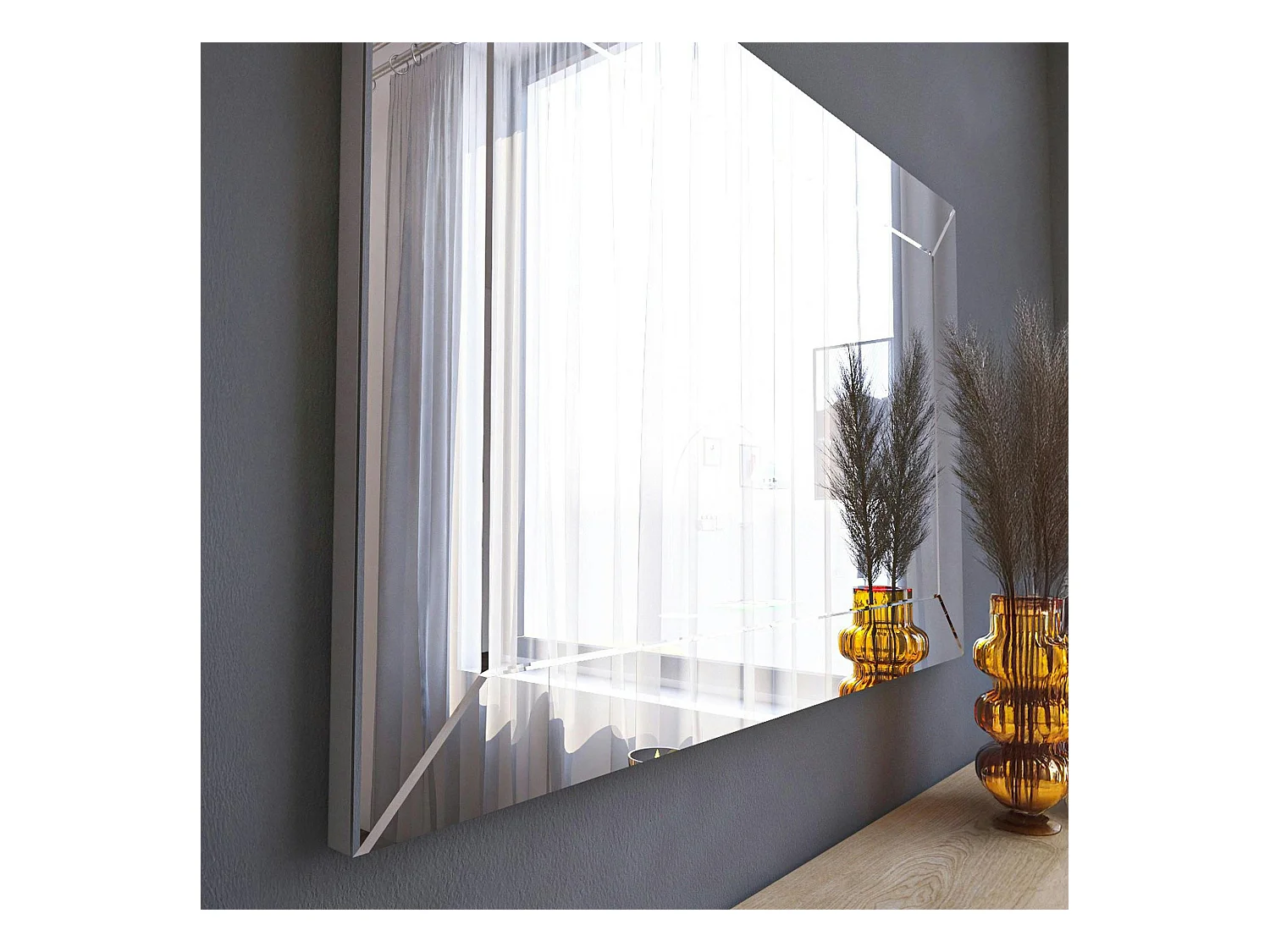 Miroir rectangulaire mural 75 cm - cadre biseauté CODY