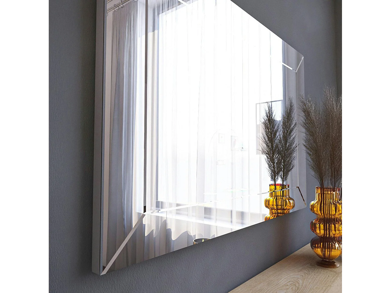 Miroir rectangulaire mural 75 cm - cadre biseauté CODY