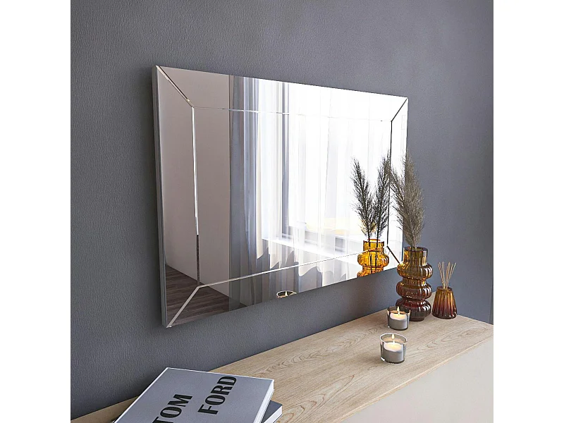 Miroir rectangulaire mural 75 cm - cadre biseauté CODY