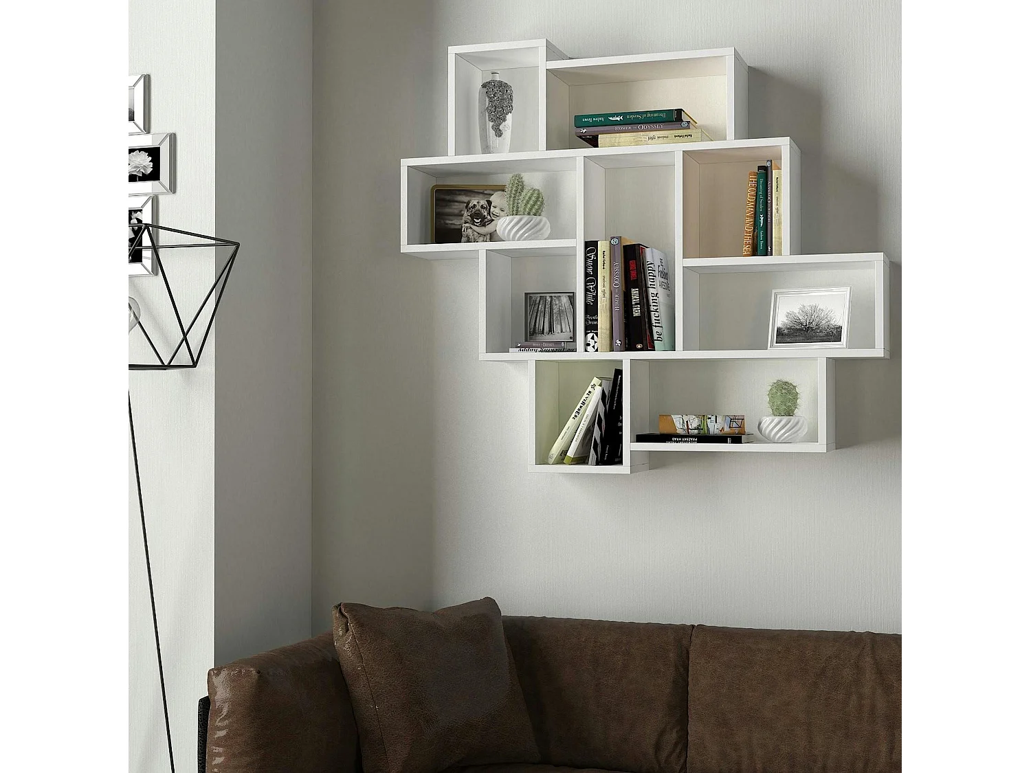 Étagère murale blanche design - 9 niches ouvertes MARFA