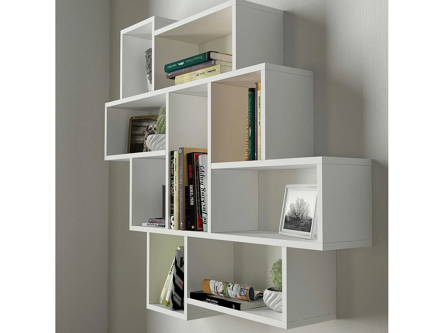 Étagère murale blanche design - 9 niches ouvertes MARFA