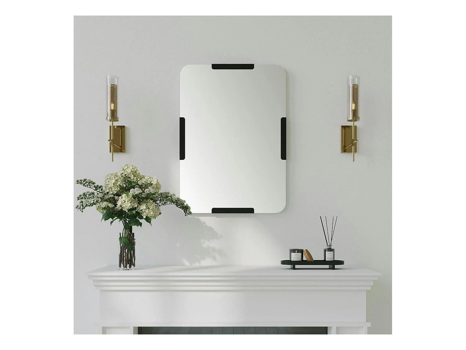 Miroir d'entrée mural avec détails noirs 70 cm CODY