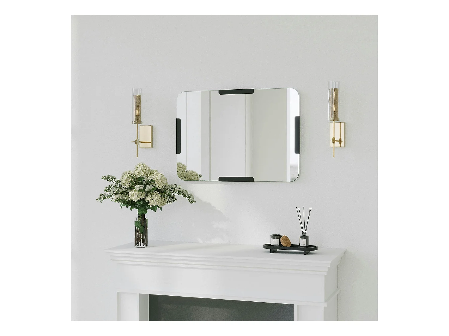 Miroir d'entrée mural avec détails noirs 70 cm CODY