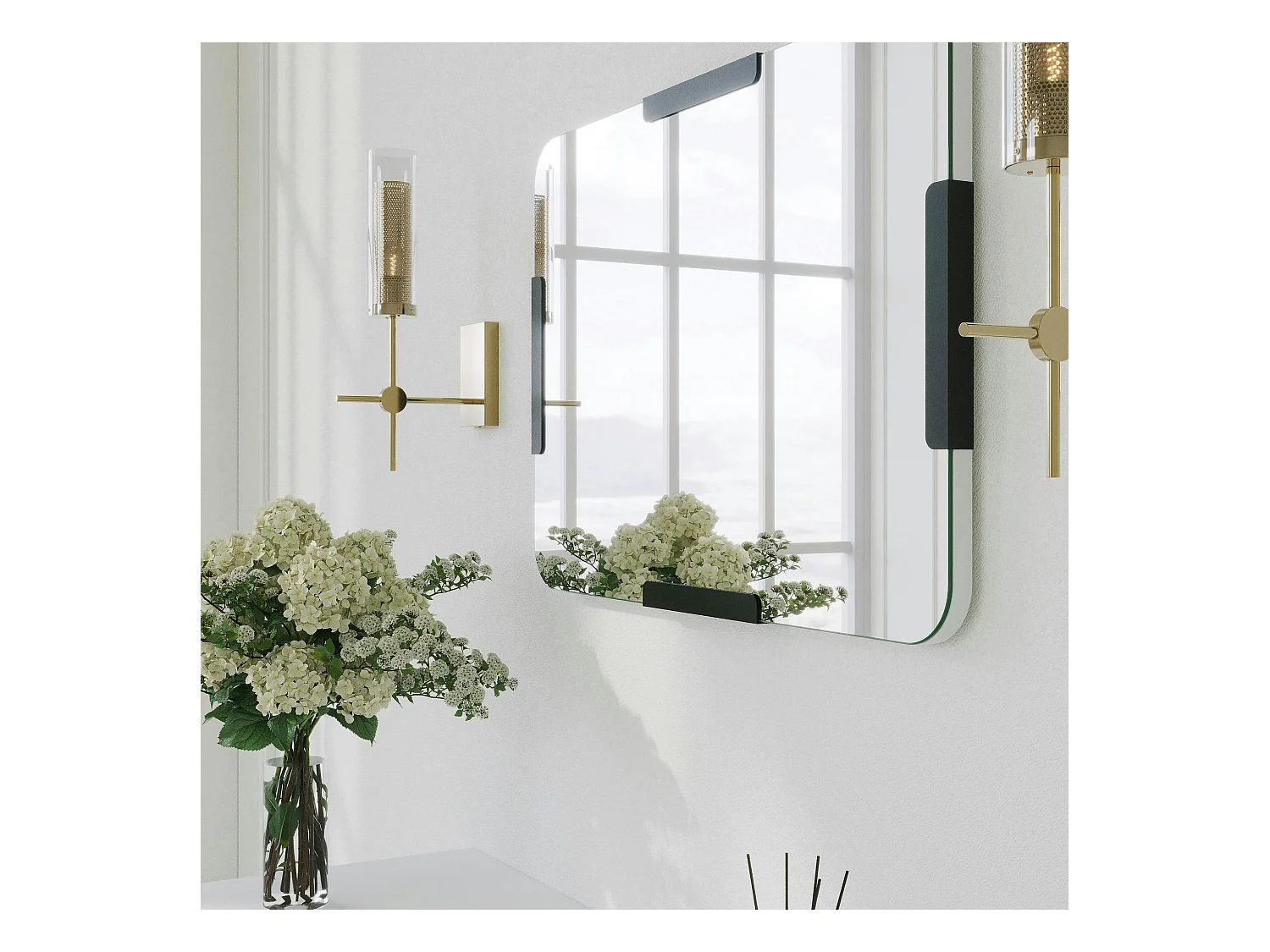 Miroir d'entrée mural avec détails noirs 70 cm CODY