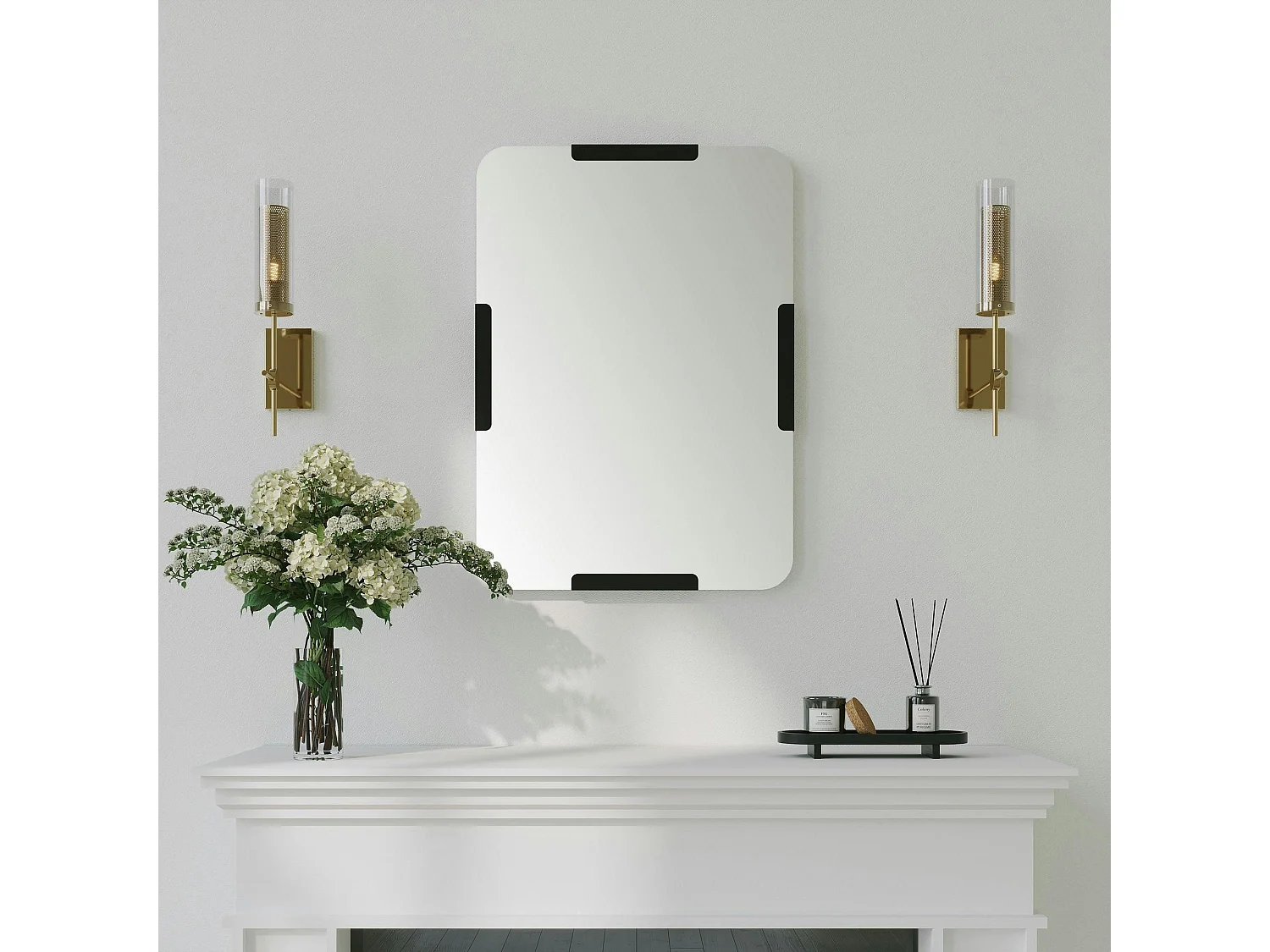 Miroir d'entrée mural avec détails noirs 70 cm CODY