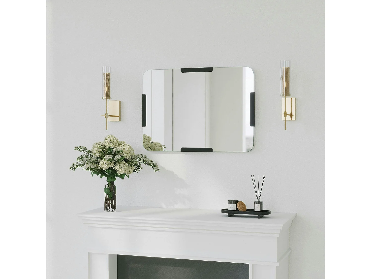 Miroir d'entrée mural avec détails noirs 70 cm CODY