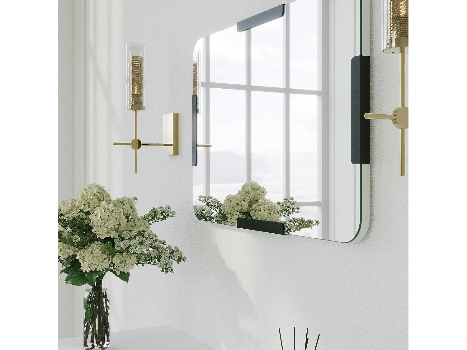 Miroir d'entrée mural avec détails noirs 70 cm CODY