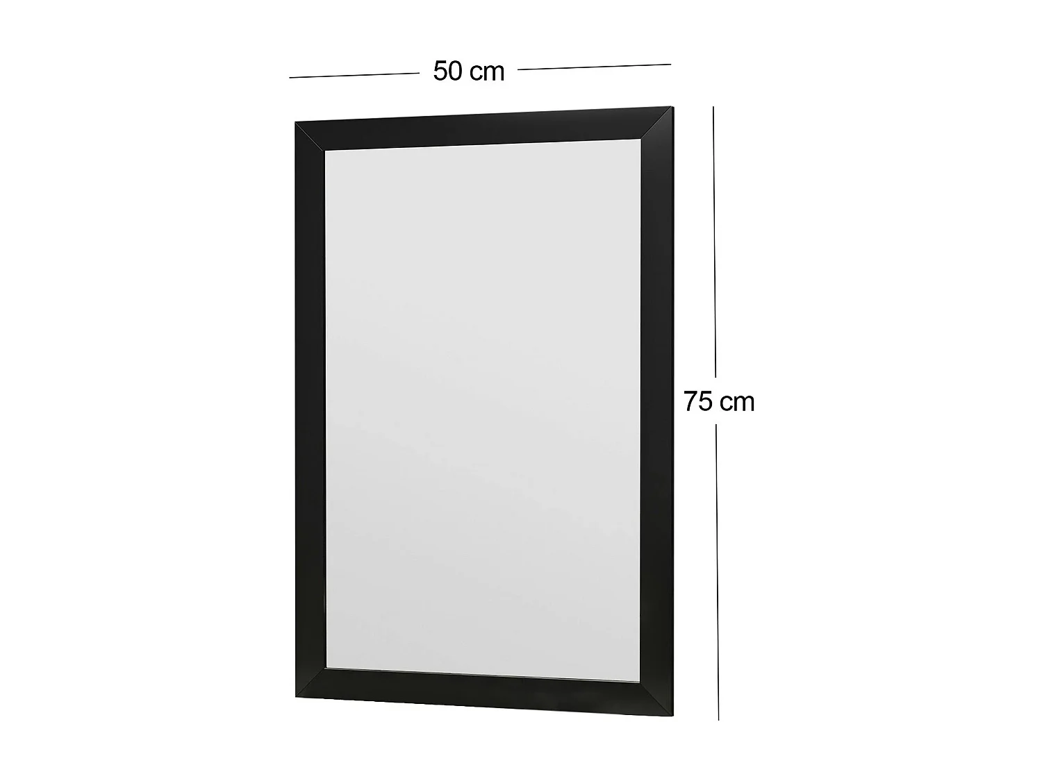 Miroir rectangulaire mural avec cadre noir 75 cm CODY