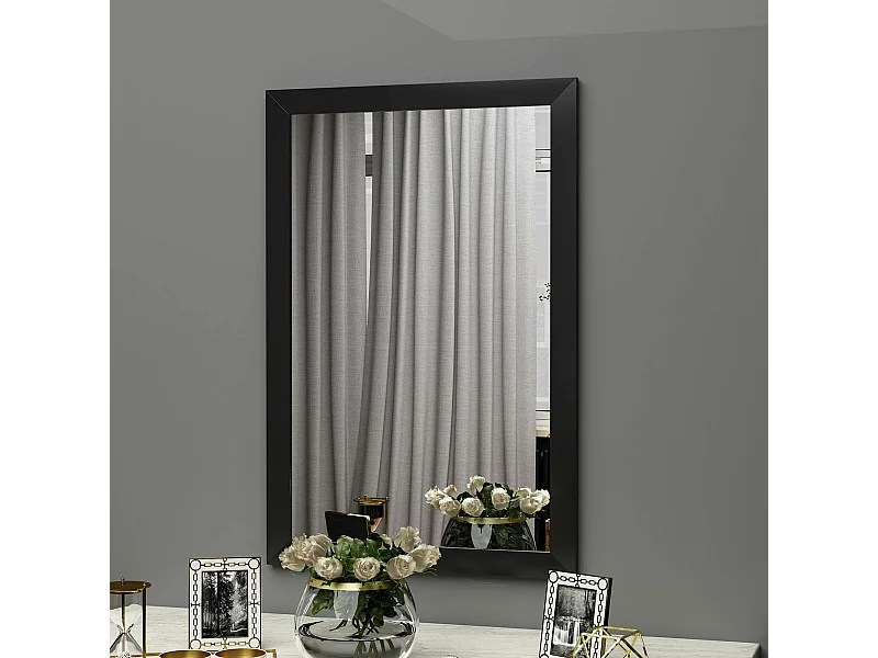 Miroir rectangulaire mural avec cadre noir 75 cm CODY