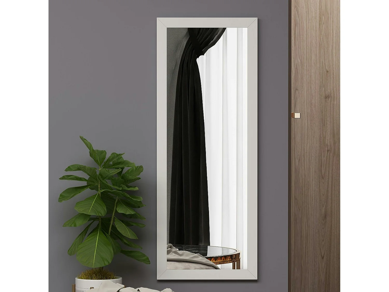 Miroir rectangulaire mural avec cadre blanc 105 cm CODY