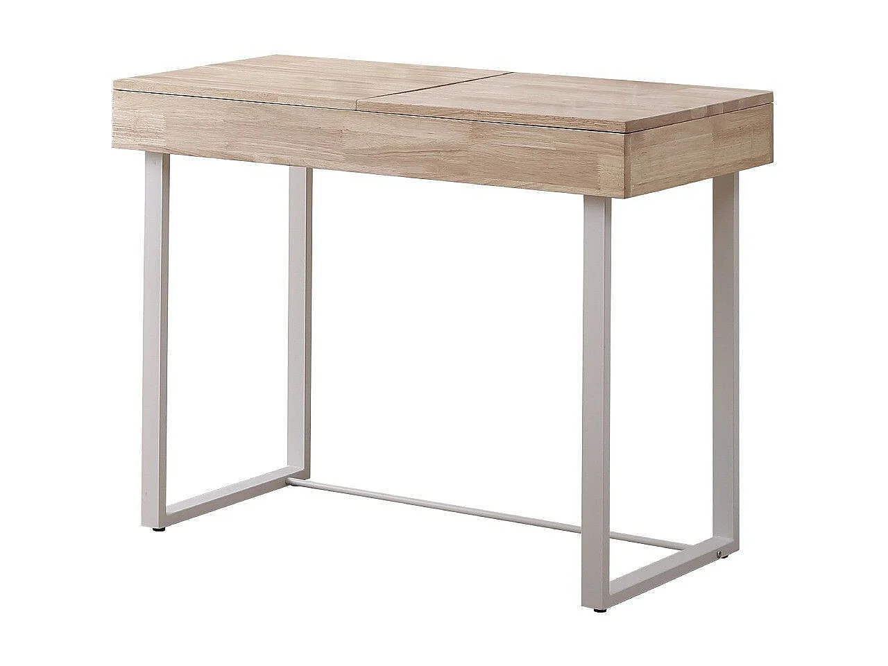 Tocador abatible de 100x50x76 cm con espejo y puerta abatible en roble y blanco Pearl