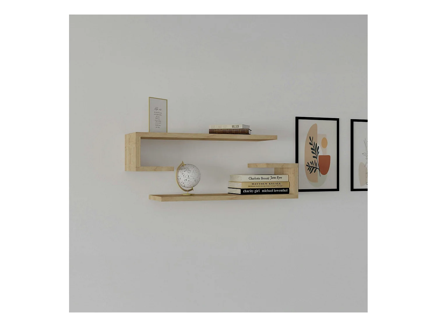 Étagère murale effet bois clair avec retour (lot de 2) MARFA