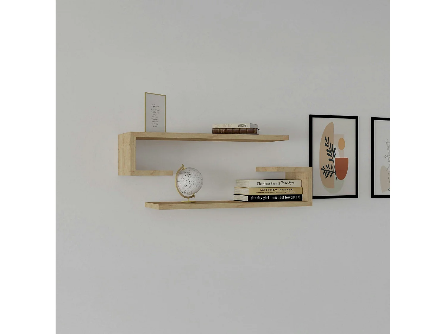 Étagère murale effet bois clair avec retour (lot de 2) MARFA