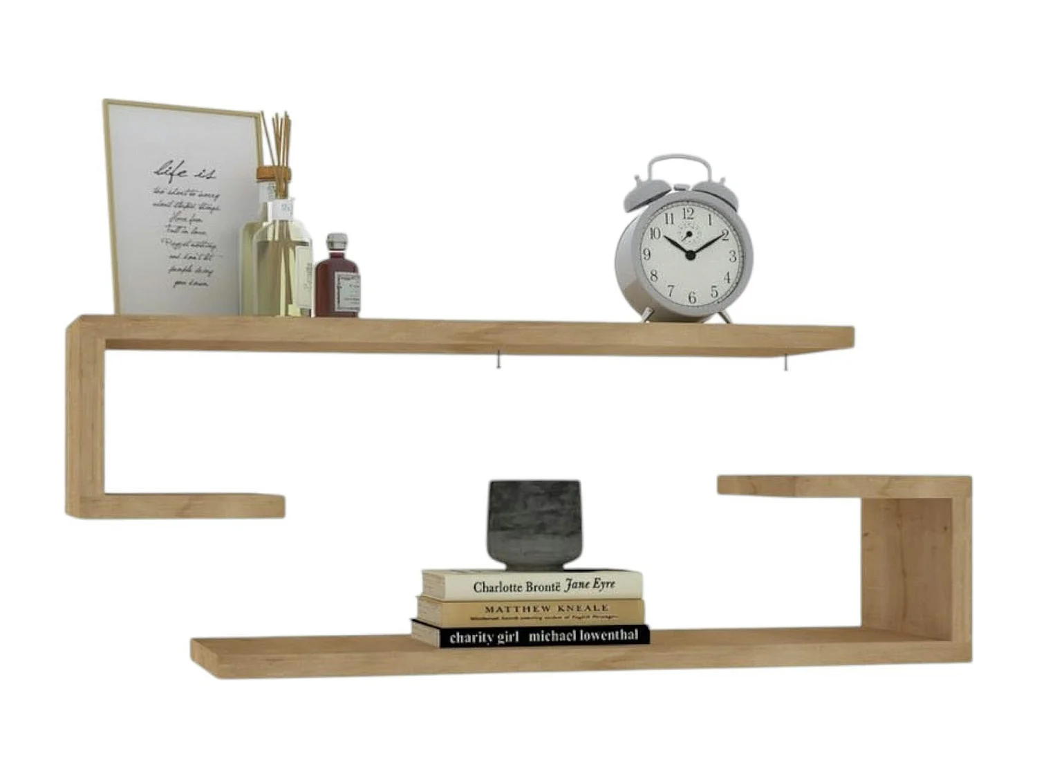 Étagère murale effet bois clair avec retour (lot de 2) MARFA