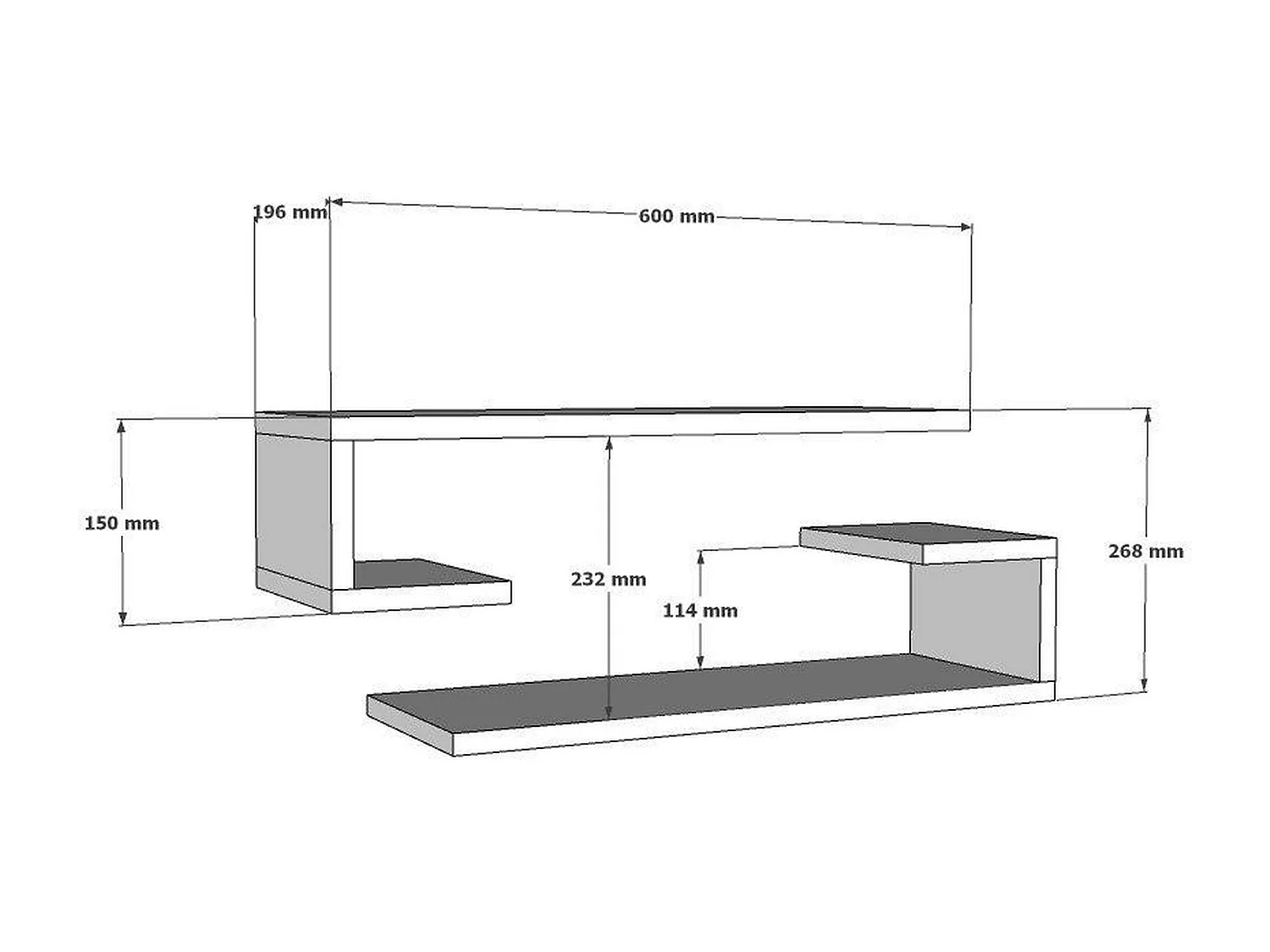Étagère murale effet bois clair avec retour (lot de 2) MARFA
