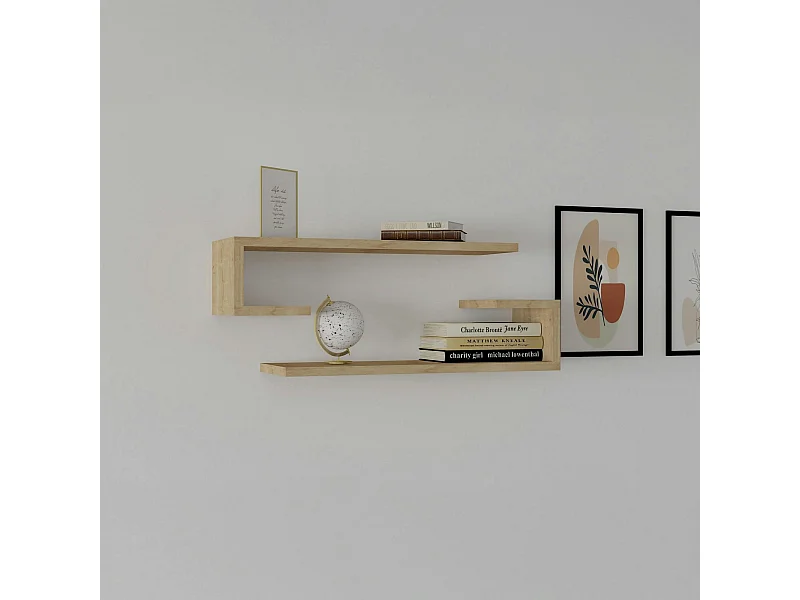 Étagère murale effet bois clair avec retour (lot de 2) MARFA