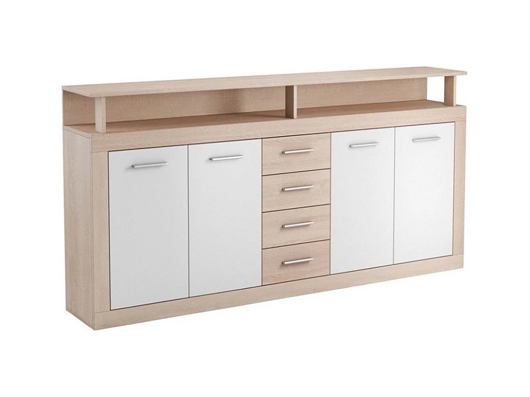 Aparador de salón-comedor de 95,4x190,31x9 cm con 4 puertas en color beige y blanco Luana