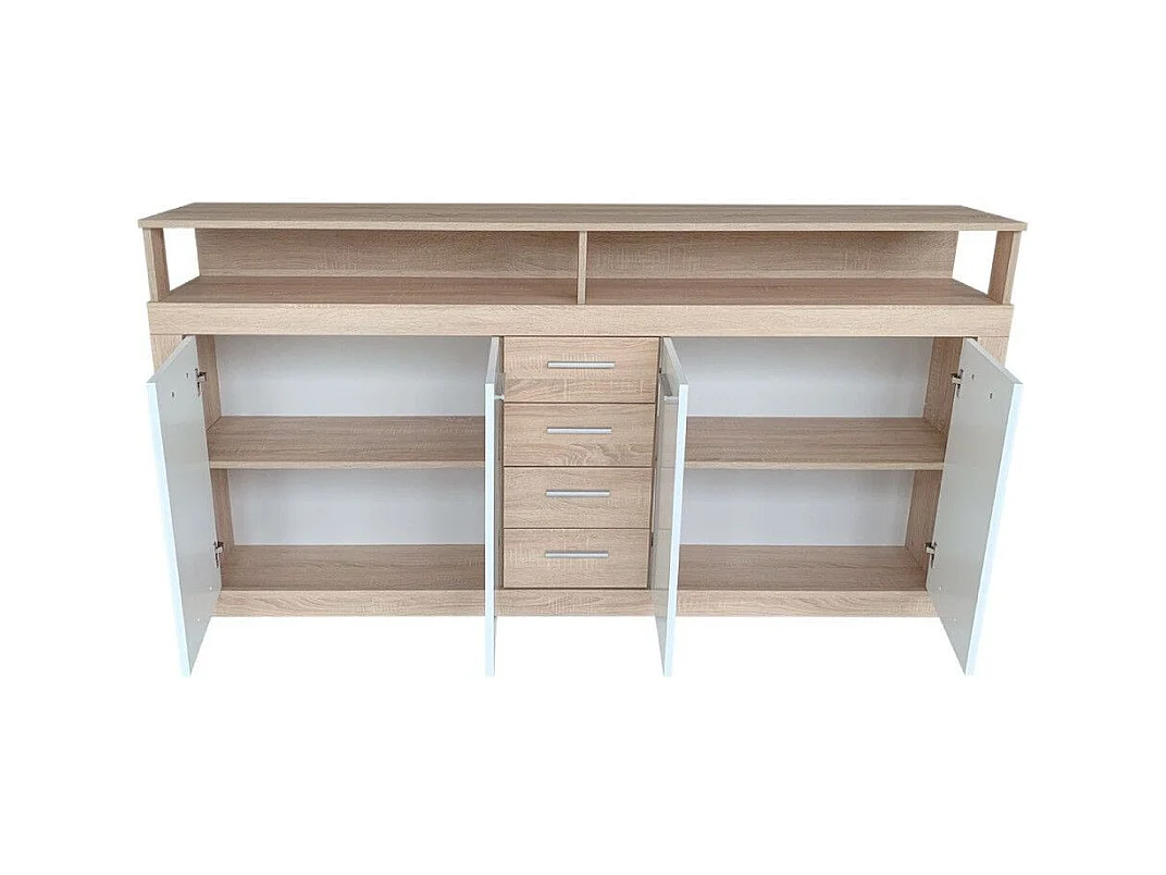 Aparador de salón-comedor de 95,4x190,31x9 cm con 4 puertas en color beige y blanco Luana