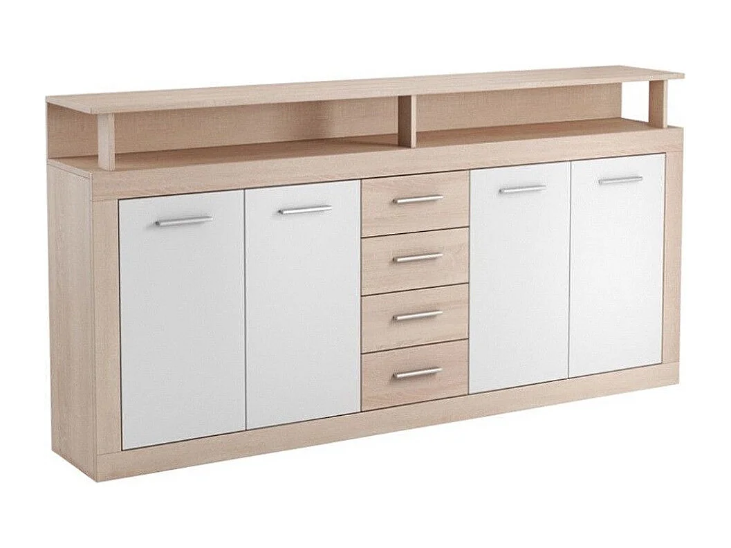 Aparador de salón-comedor de 95,4x190,31x9 cm con 4 puertas en color beige y blanco Luana