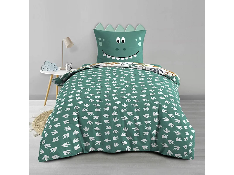 Parure de lit enfant réversible 140x200 coton Douceur d'Intérieur Dina