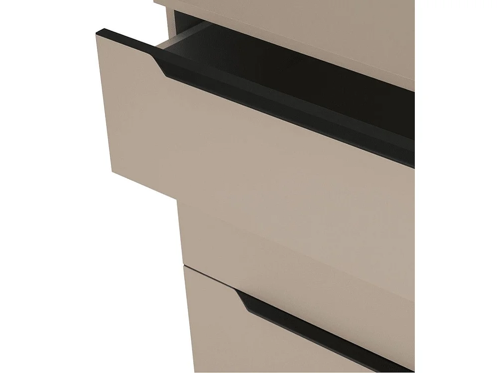 Sinfonier de 5 cajones 128,3x52x45 cm para dormitorio de melamina en color capuccino Mocca