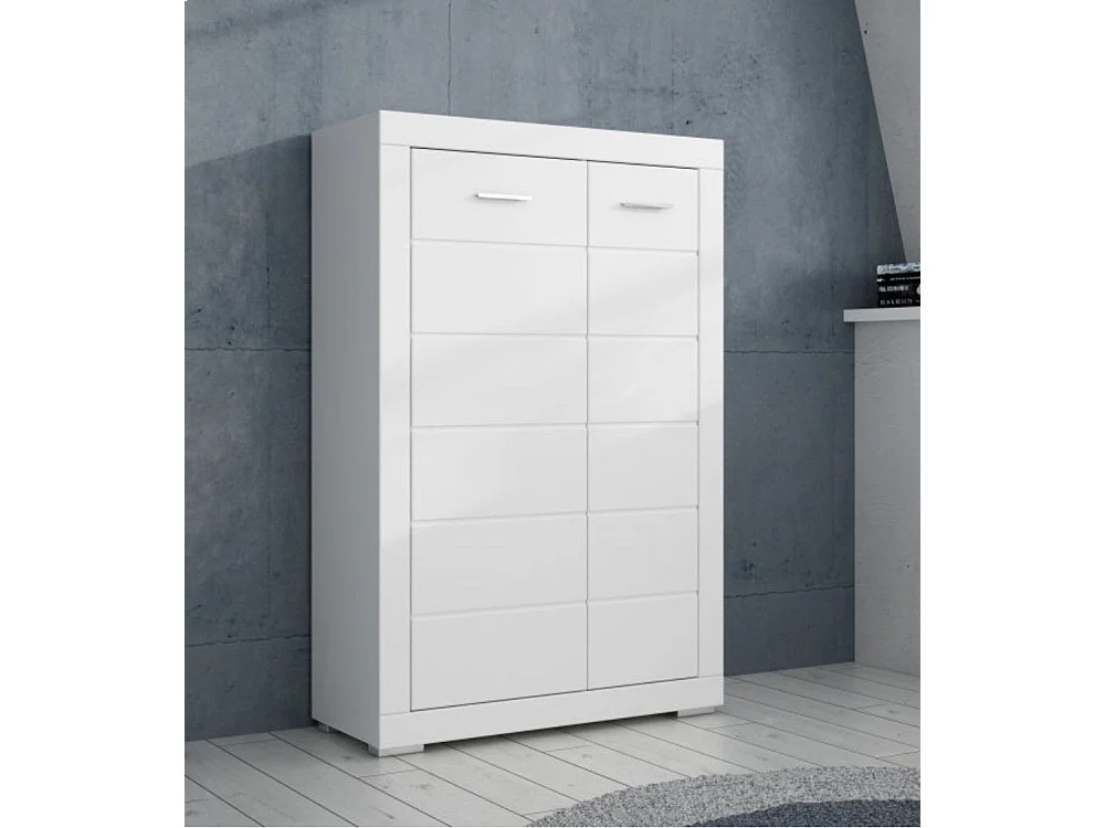 Aparador alto para salón-comedor de 153,6x101x41,4 cm con 2 puertas en color blanco Snow