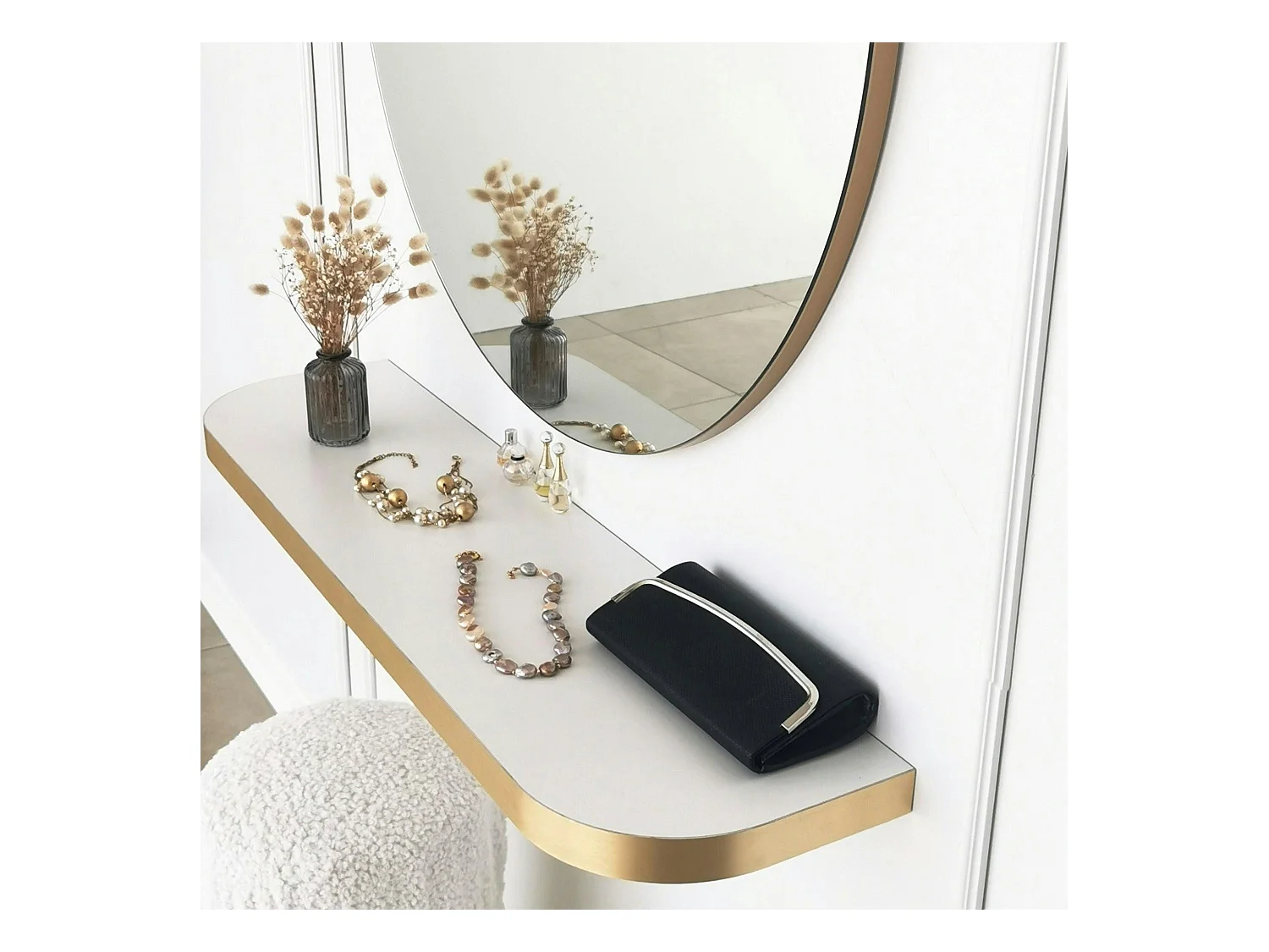 Miroir rond moderne avec bordure dorée Ø90 cm CODY