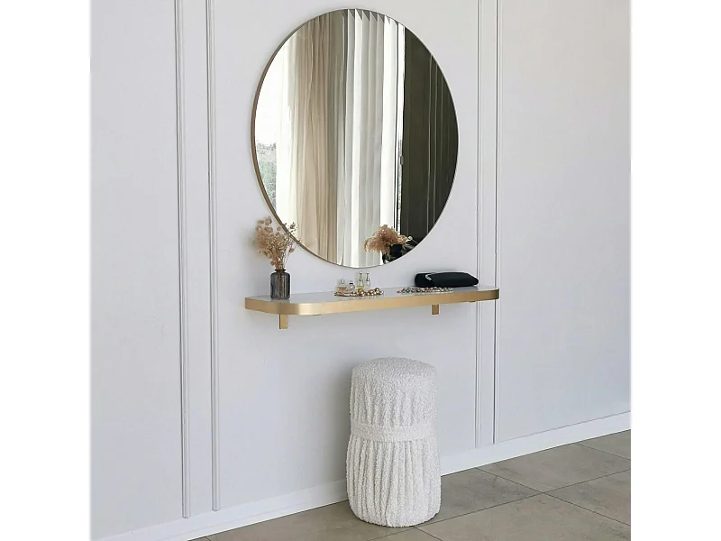 Miroir rond moderne avec bordure dorée Ø90 cm CODY