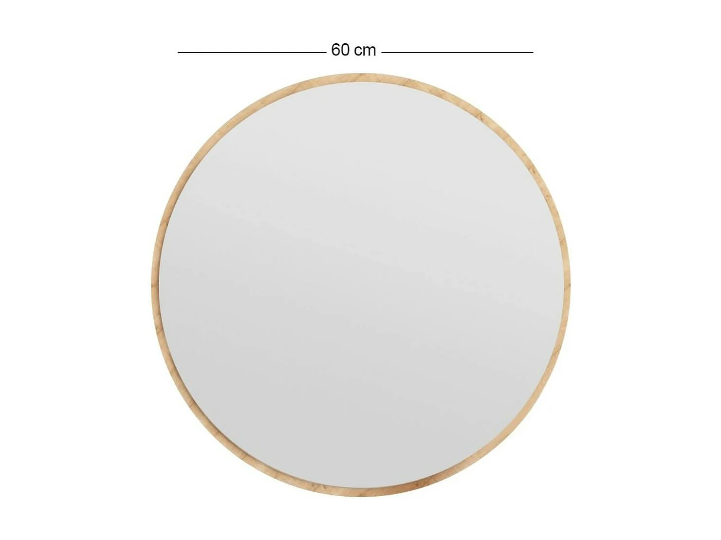 Miroir rond moderne avec cadre effet bois clairØ60 cm CODY