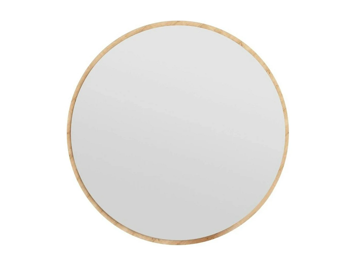 Miroir rond moderne avec cadre effet bois clairØ60 cm CODY