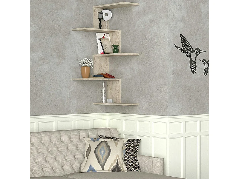 Etagère murale d'angle design effet travertin MARFA