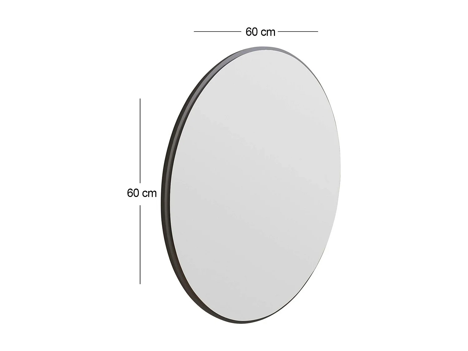 Miroir rond moderne avec fin cadre noirØ60 cm CODY