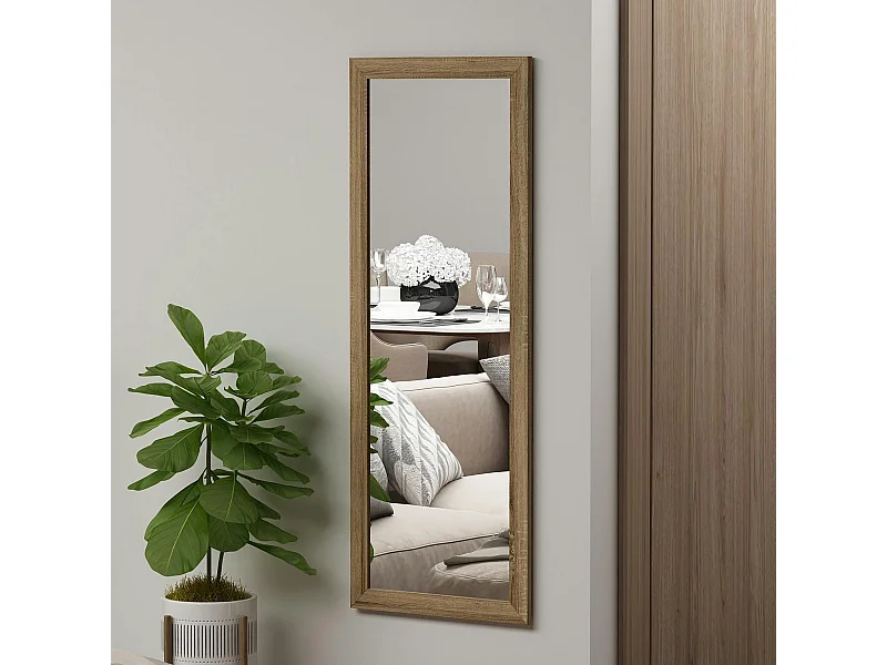 Miroir rectangulaire mural avec cadre effet bois 105 cm CODY