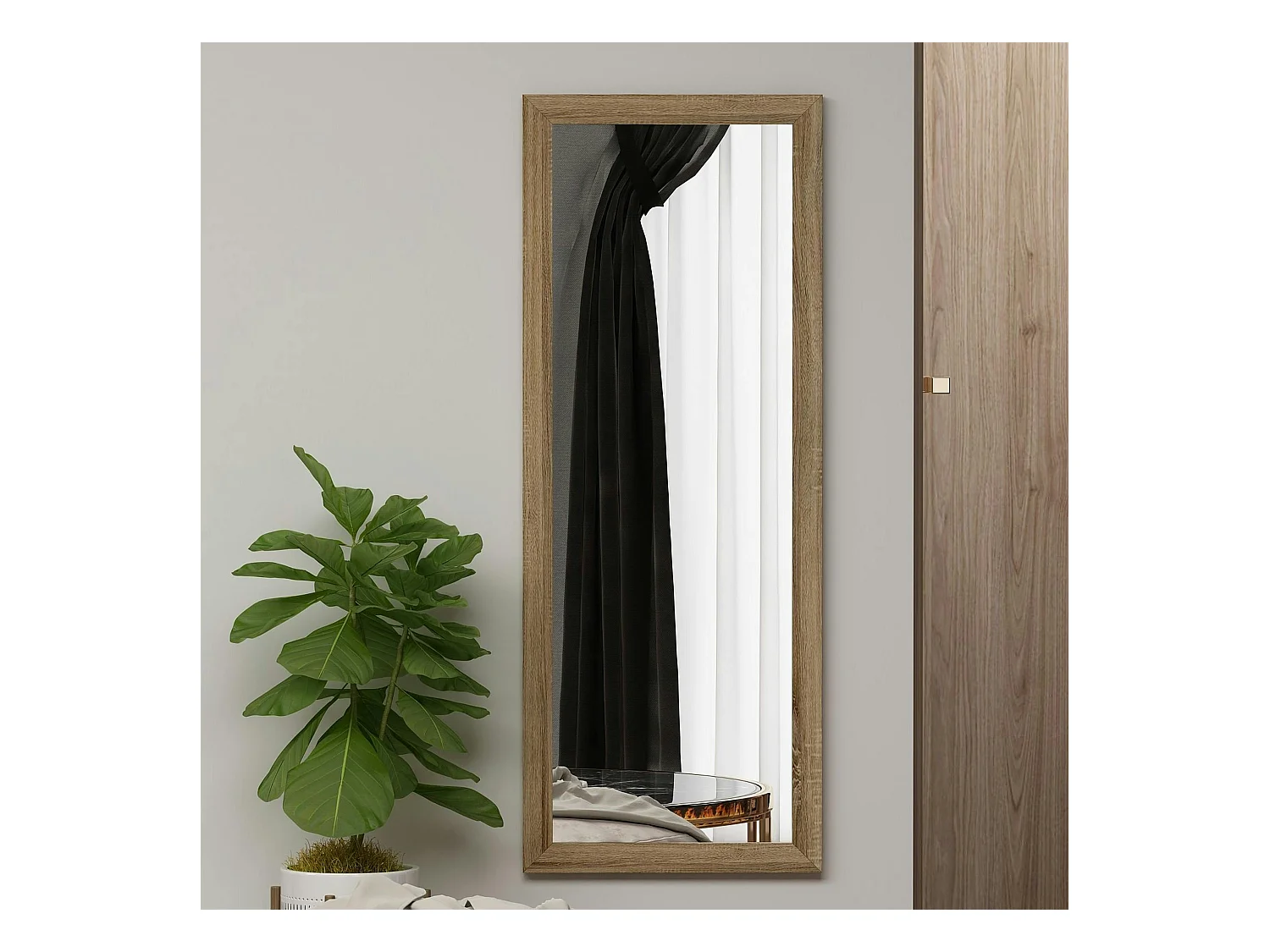 Miroir rectangulaire mural avec cadre effet bois 105 cm CODY